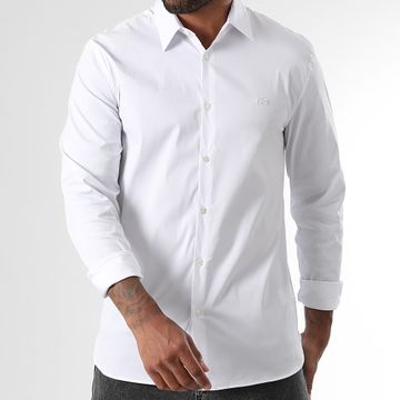 Lacoste - Camisa Manga Larga Logo Cocodrilo Bordado Blanco
