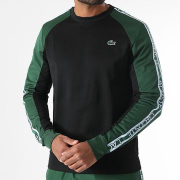 Lacoste - Camiseta Manga Larga Con Rayas Logo Bordado Cocodrilo Calce Clásico Negro Verde Azul