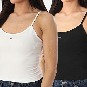 Tommy Jeans - Lote de 2 camisetas de tirantes para mujer Essential 8148 Blanco Negro