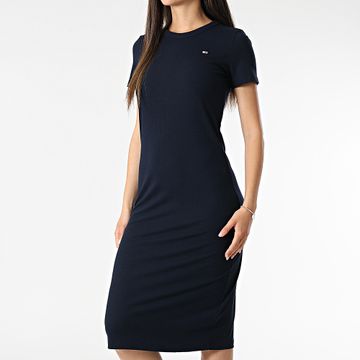 Tommy Jeans - Mujeres Bodycon Midi Tee Shirt Maxi Vestido 9721 Azul Marino