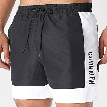 Calvin Klein - Pantalones cortos de baño Medium Drawstring Fashion 1095 Negro Blanco