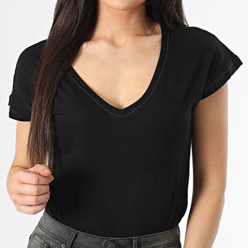 Only - Camiseta de mujer Winnie Life con cuello en V Negro
