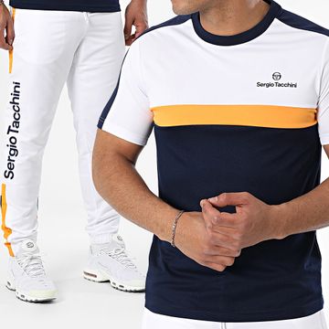 Sergio Tacchini - Alata Denso 41051 41124 Azul Blanco Naranja Camiseta Y Pantalones De Jogging Set