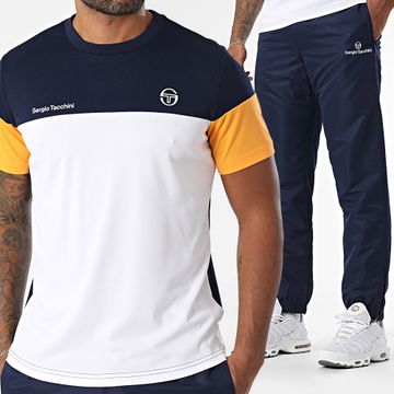 Sergio Tacchini - Prave Carson 40845 40850 Blanco Azul Naranja Camiseta Y Pantalones Jogging Set
