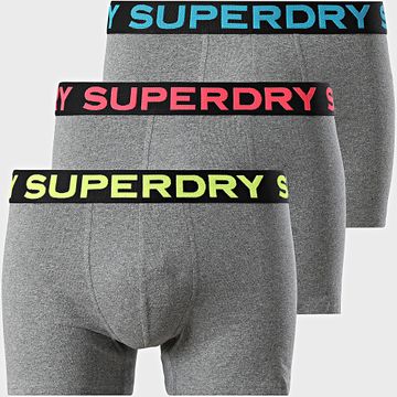 Superdry - Juego de 3 M3110452B Calzoncillos bóxer gris jaspeado