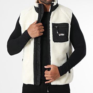 Vrunk - Chaqueta sin mangas Sherpa Ecru Negro