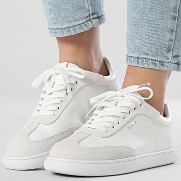 Calvin Klein - Cupsole Lace Up Piel Sue Mix 2435 Blanco Brillante Zapatillas Mujer