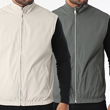 Frilivin - Chaqueta sin mangas reversible 304 Gris antracita Beige