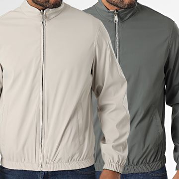 Frilivin - 705 Gris Antracita Beige Chaqueta con cremallera reversible