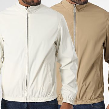 Frilivin - 705 Chaqueta con cremallera reversible Camel Ecru