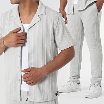 Zelys Paris - Conjunto de camisa y pantalón de rayas grises