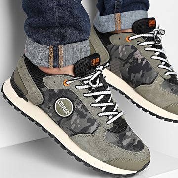 Colmar - Travis Camu 077 Verde militar Negro Naranja Zapatillas camuflaje