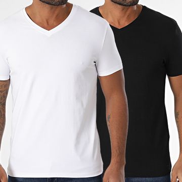 HUGO - Lote de 2 camisetas con cuello de pico 50325417 Blanco Negro
