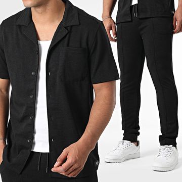 Zelys Paris - Conjunto de camisa de manga corta y pantalón Udo Negro