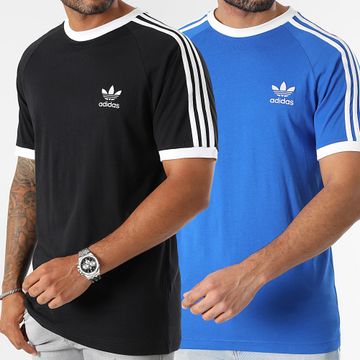 Adidas Originals - Pack De 2 Camisetas De 3 Rayas IA4845 JD2880 Negro Azul Real
