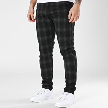 John H - 130 Negro Gris Skinny Carréaux Pantalones