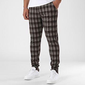 John H - 132 Skinny Marrón Beige Pantalones a cuadros