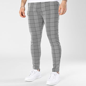 John H - 825 Pantalones pitillo grises a cuadros