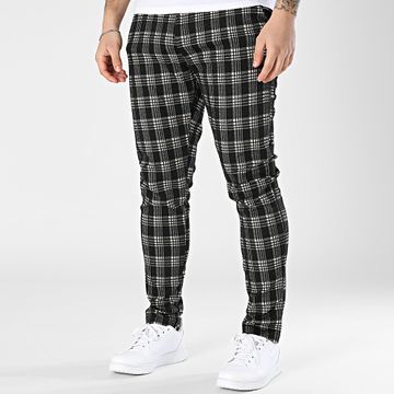 John H - 527 Pantalones pitillo a cuadros blancos y negros