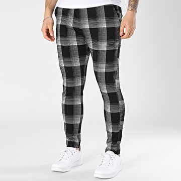 John H - 520 Pantalones pitillo a cuadros negros y grises