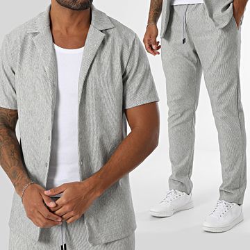 John H - Conjunto de camisa de manga corta y pantalón 342 Gris brezo