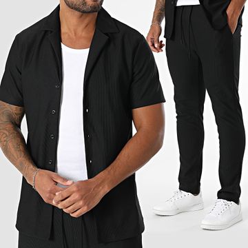 John H - Conjunto de camisa de manga corta y pantalón 342 Negro