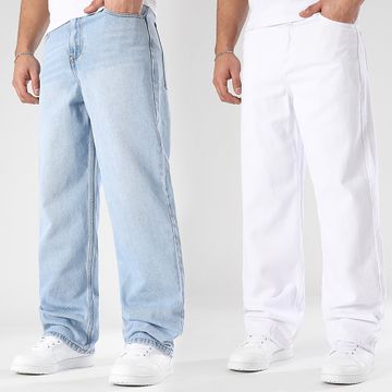 LBO - Juego de 2 vaqueros baggy fit 0347 0348 Denim azul blanco