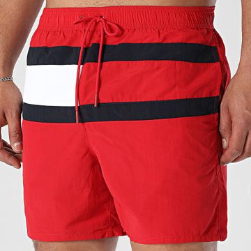 Tommy Hilfiger - Bañador Short Mediano Cordón 3474 Rojo Azul Marino Blanco