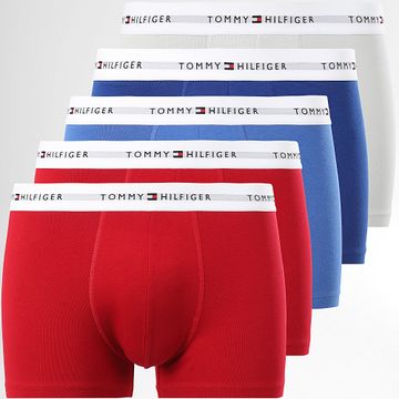 Tommy Hilfiger - Set De 5 Boxers 3432 Rojo Gris Celeste Azul Real