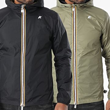 K-Way - Jake Plus 2 Cortavientos Doble Reversible Negro Verde Caqui