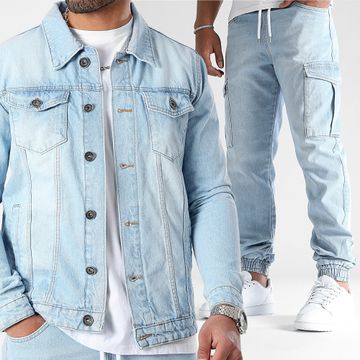 LBO - Lavado azul 3797 Conjunto de chaqueta y vaqueros Cargo Fit