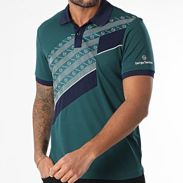 Sergio Tacchini - Polo de manga corta Spirale 40875 Verde oscuro Azul marino Blanco