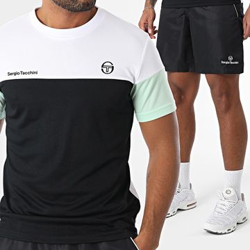 Sergio Tacchini - Prave Rob 40845 40848 Negro Blanco Camiseta y pantalones cortos de jogging Set