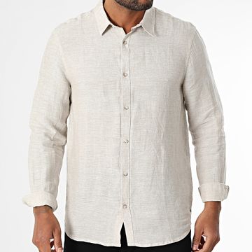 Teddy Smith - Camisa de lino manga larga 10717404D Beige Chiné