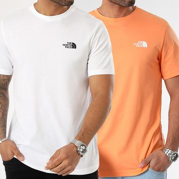 The North Face - Lote De 2 Camisetas Cúpula Simple A87NG Blanco Naranja