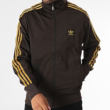 Adidas Originals - Chaqueta con cremallera Firebird JZ4101 Marrón Camel a rayas