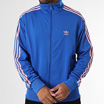 Adidas Originals - Firebird JZ4099 Chaqueta con cremallera a rayas azul real y rosa