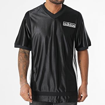 Adidas Originals - Tee Shirt Oversize A Bandes Col V Adibreak Jersey JD4247 Negro Blanco