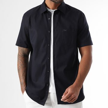 Lacoste - Azul Marino Camisa Manga Corta Bolsillo Regular Fit Logo Cocodrilo Bordado