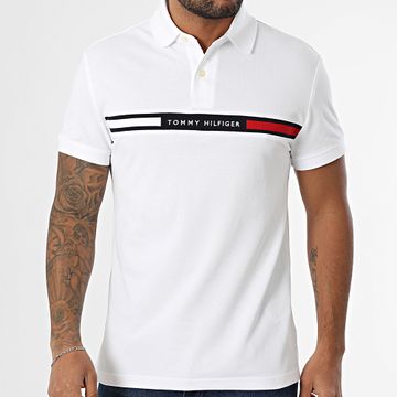 Tommy Hilfiger - Hilfiger Polo de manga corta con inserción en el pecho 8130 Blanco