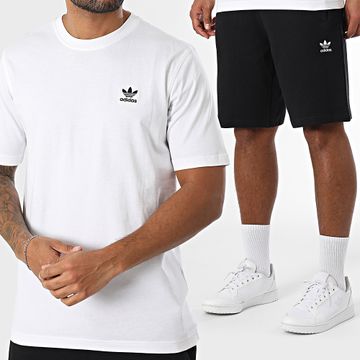 Adidas Originals - Conjunto de camiseta y pantalón corto Trefoil Essential JI8544 IY8520 Blanco Negro
