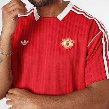 Adidas Originals - MUFC Camiseta a rayas JF0386 Rojo Blanco