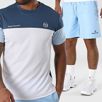 Sergio Tacchini - Prave Rob Conjunto de camiseta y pantalón corto 024 40845 40848 Blanco Azul