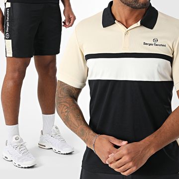 Sergio Tacchini - Elfetta 41029 40815 Conjunto de Polo de Manga Corta y Pantalón Corto Beige Negro