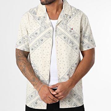 Tommy Jeans - Regular Camisa Manga Corta AOP 0888 Beige Bandana Negra