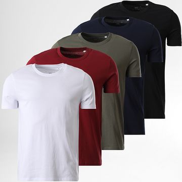 LBO - Lote de 5 Camisetas Regular Negro Blanco Verde Caqui Burdeos Azul Marino