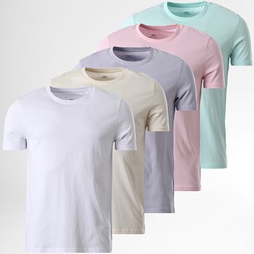 LBO - Lote de 5 Camisetas Regular Blanco Beige Rosa Violeta Azul Claro