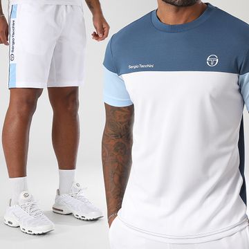 Sergio Tacchini - Prave Vebita Conjunto de camiseta y pantalón corto 024 40845 40815 Blanco Azul