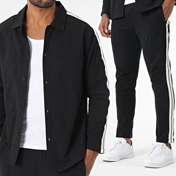 Zayne Paris  - 115 Conjunto negro de camisa de manga larga y pantalón de rayas