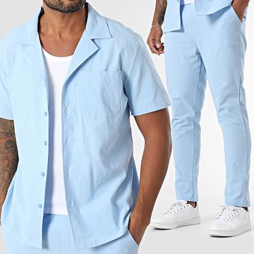 Zayne Paris  - Conjunto de camisa de manga corta y pantalón de chándal 098 Azul claro